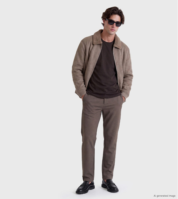 Textured Slim Fit Trousers