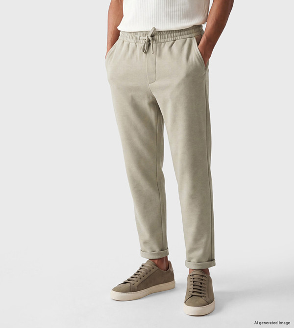 Drawstring Waist Regular Fit Trousers