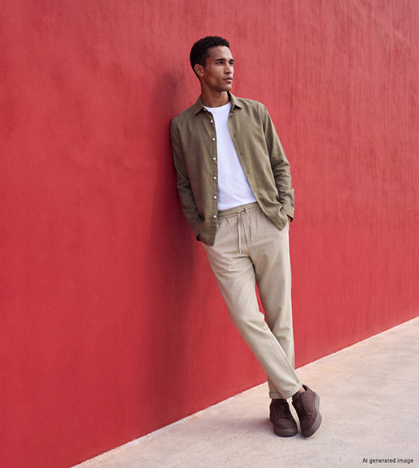 Textured Tapered Fit Trousers