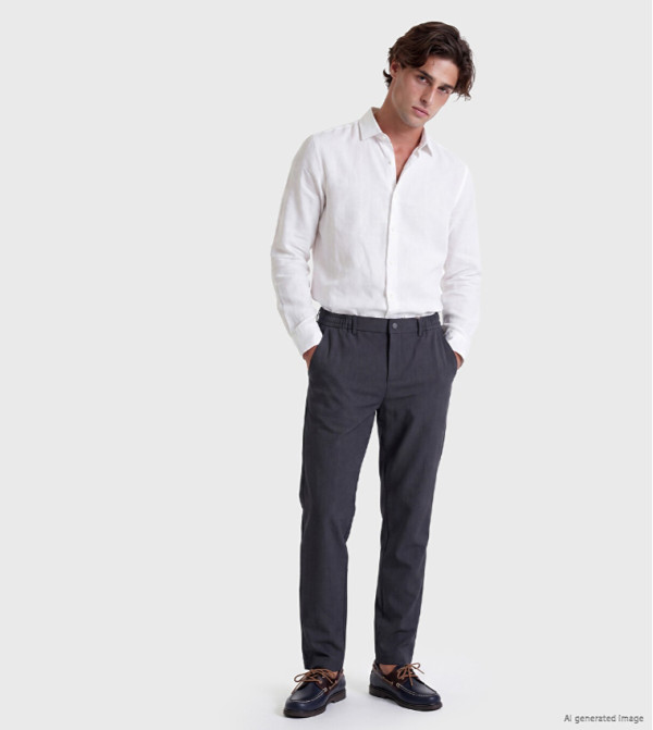 Solid Regular Fit Pants with Elastic Waist