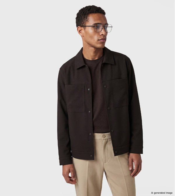 Solid Button Closure Casual Jacket