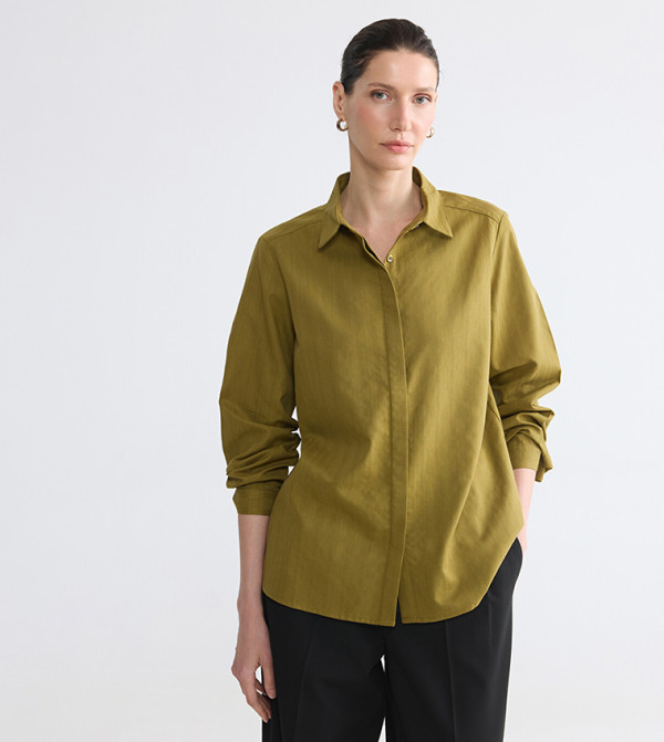 Self Design Classic Collar Long Sleeves Shirt