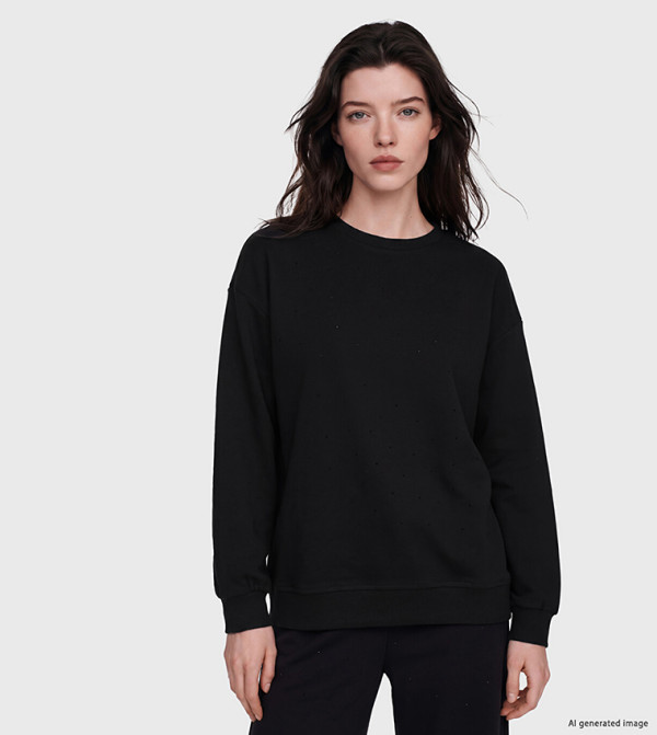 Solid Crew Neck Oversized Sweatshirt