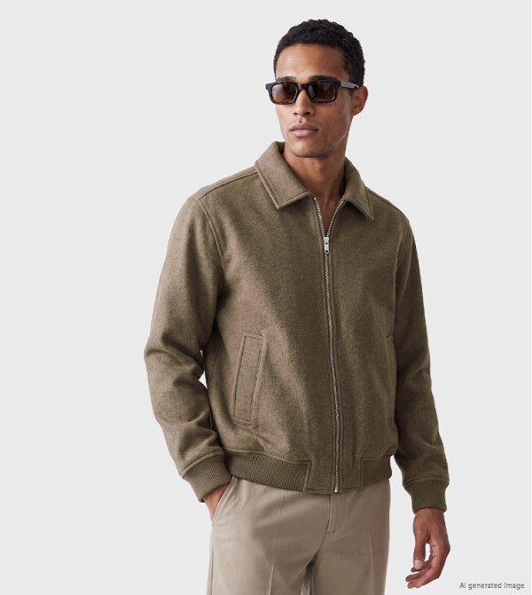 Solid Zipper Casual Jacket