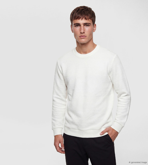 Textured Crew Neck Sweatshirt