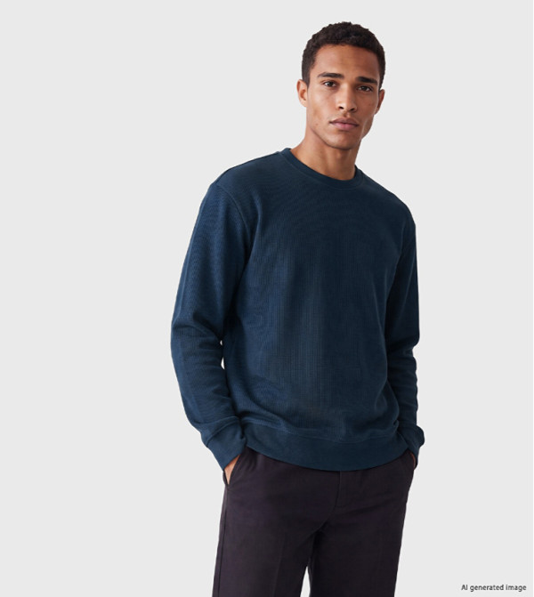 Ribbed Crew Neck Sweatshirt
