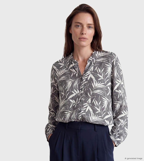 Tropical Printed Long Sleeves Top