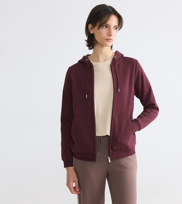 Zippered Long Sleeves Hooded Jacket