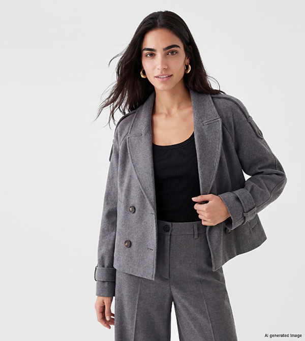 Solid Double-Breasted Overcoat
