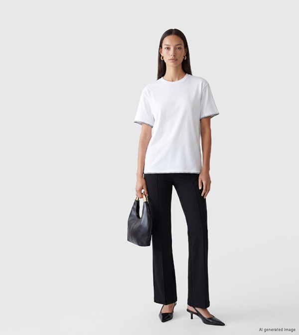 Seam Detail High Waist Flared Trousers