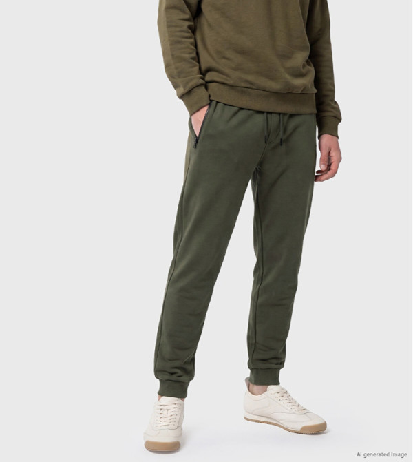 Solid Regular Fit Joggers with Drawstring Waist
