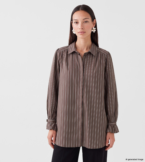 Striped Long Sleeves Shirt Tunic
