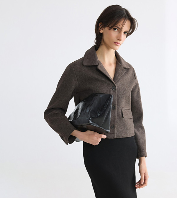 Textured Single-Breasted Lapel Collar Casual Jacket