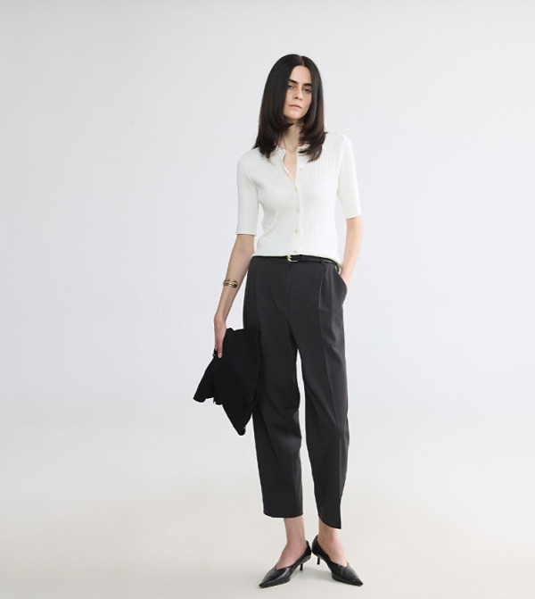Pleat Detail Cigarette Fit Trousers