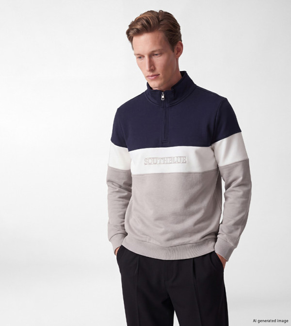 Colourblock Mock Neck Sweatshirt