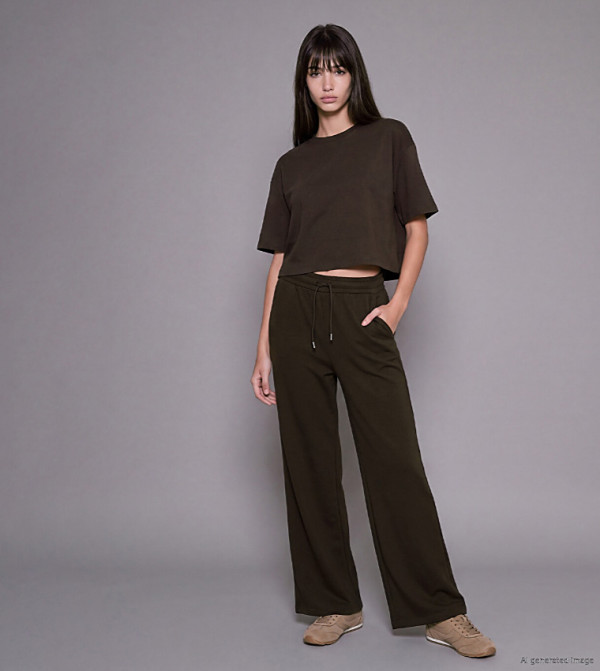 Solid Wide Leg Sweatpants