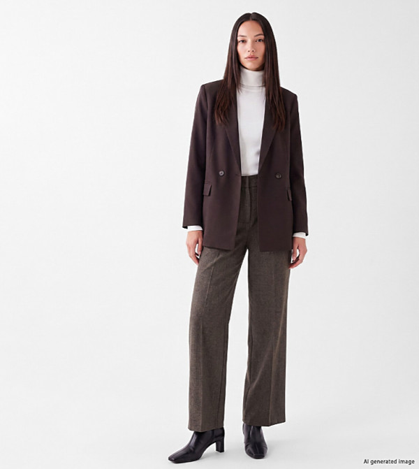 Textured Wide Leg Casual Pants