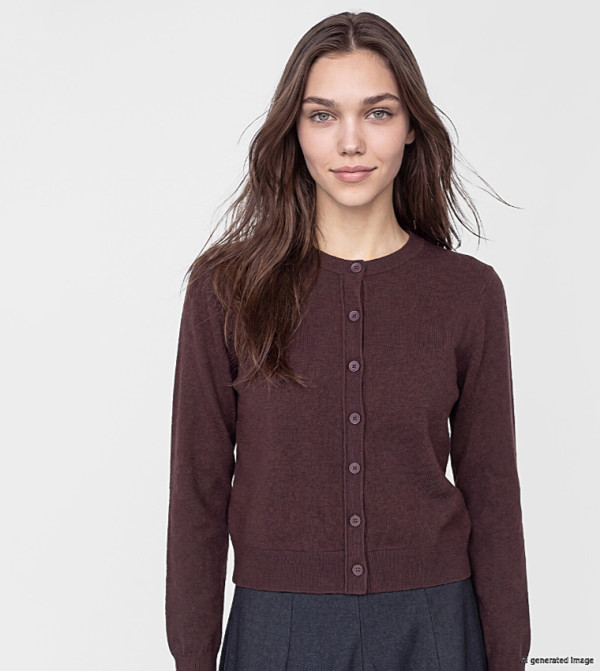 Solid Crew Neck Cardigan
