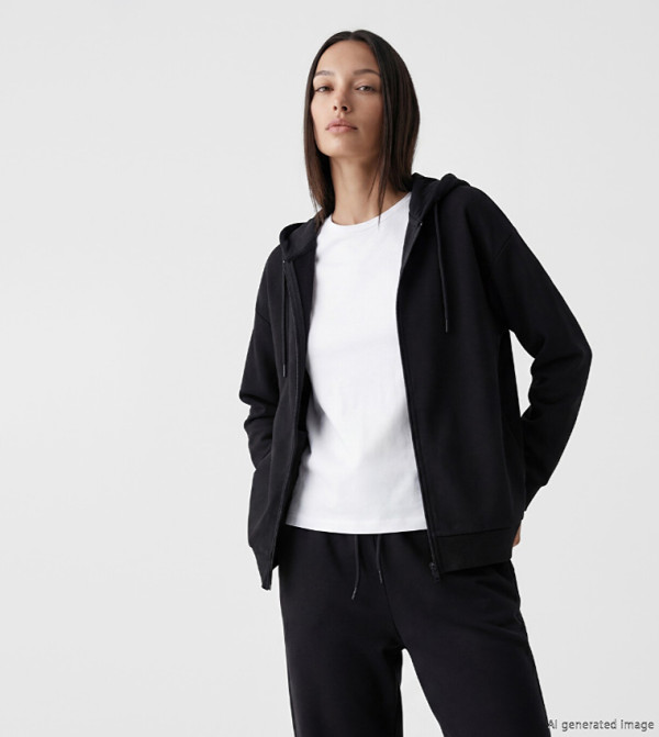 Solid Long Sleeves Oversized Hooded Jacket