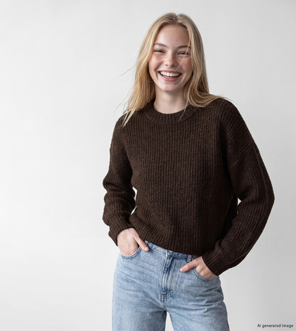 Ribbed Crew Neck Oversized Sweater