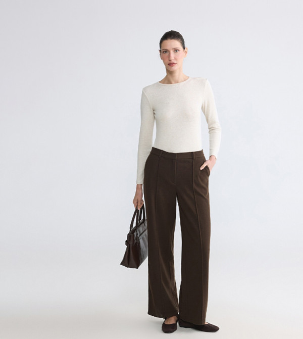 Solid Wide Leg Casual Pants