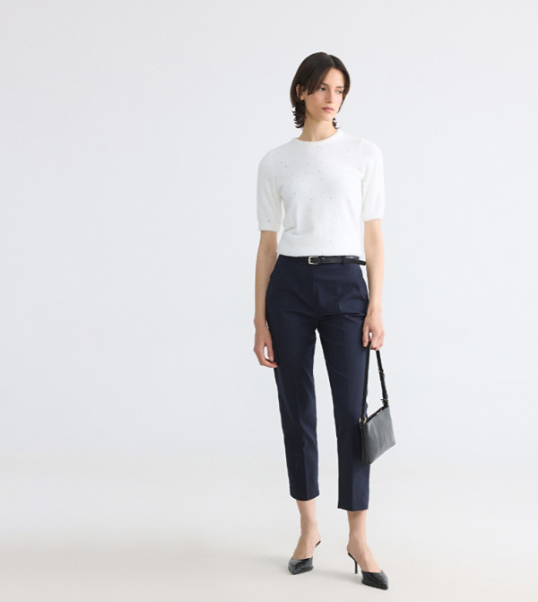 Belted Cigarette Fit Trousers