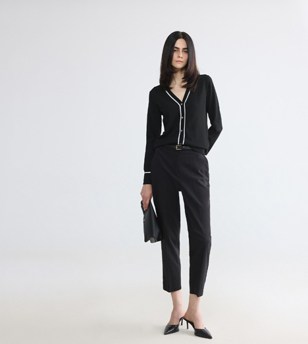 Belted Cigarette Fit Trousers