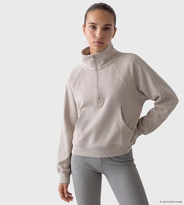 Solid Mock Neck Sweatshirt