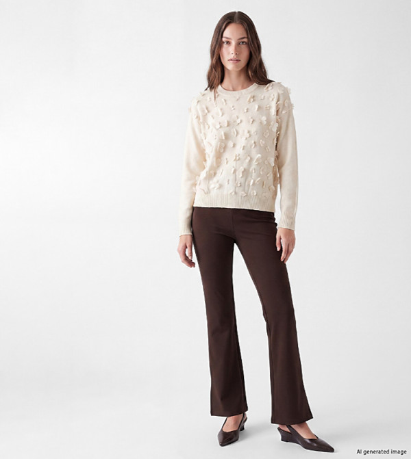 Solid Flared Casual Pants