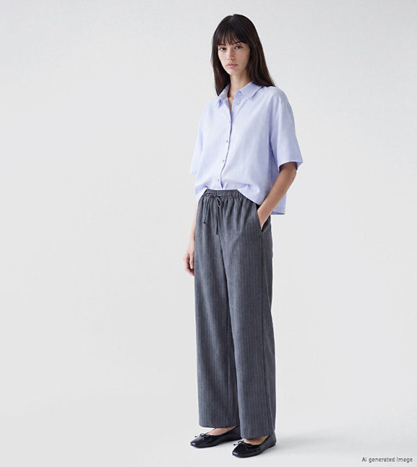 Striped Wide Leg Casual Pants