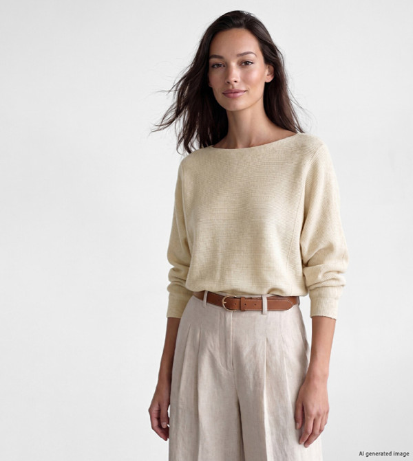 Solid Slash Neck Sweater