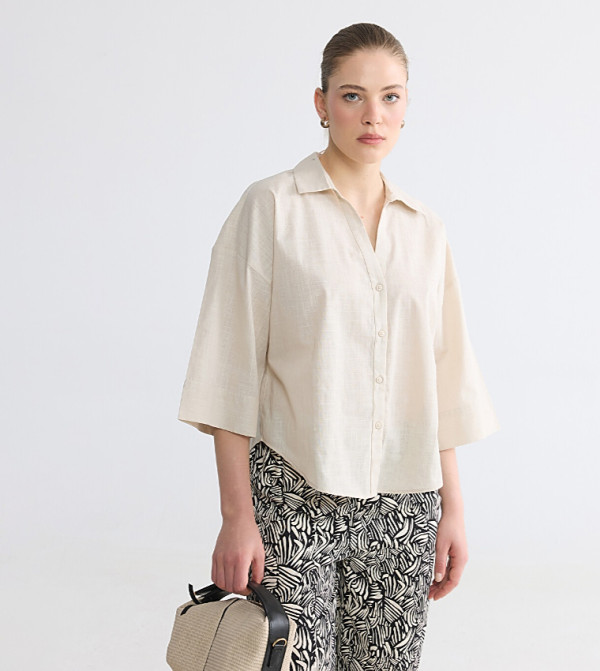 Solid Classic Collar Oversized Shirt