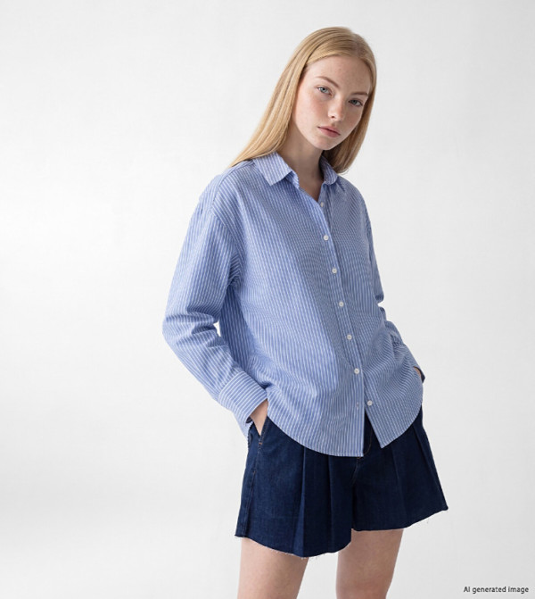 Striped Long Sleeves Oversized Shirt