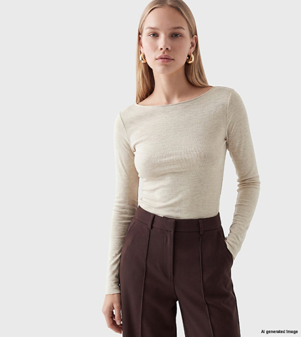 Solid Boat Neck Long Sleeves T-Shirt