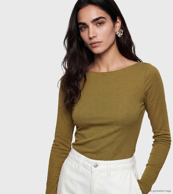 Ribbed Boat Neck Top