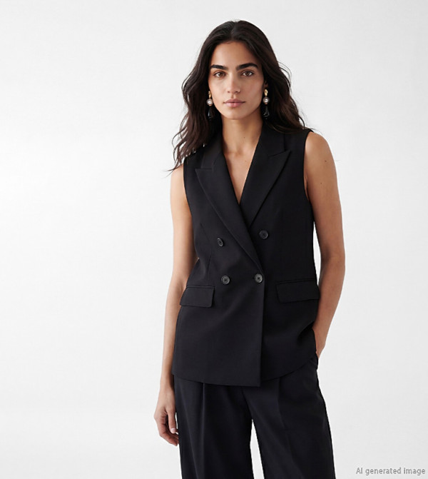 Solid Double-Breasted Waistcoat