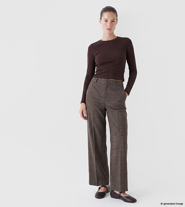 Check Wide Leg Trousers