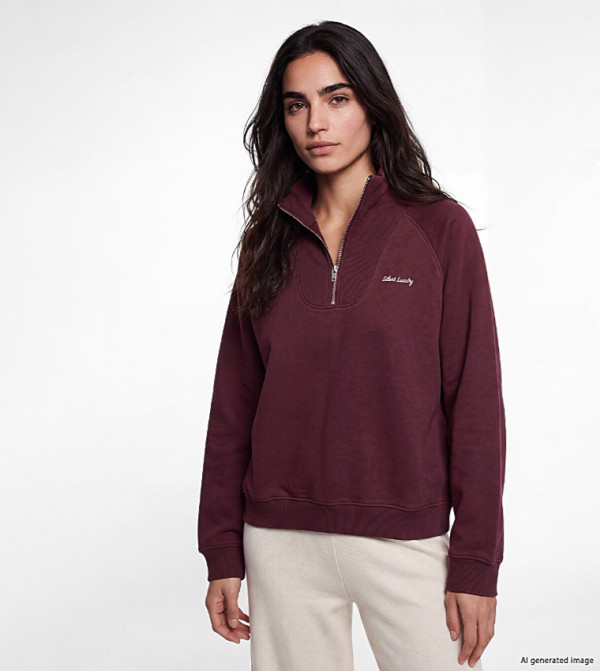 Solid High Neck Oversized Sweatshirt
