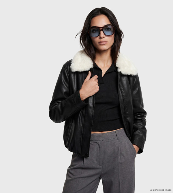 Faux Fur Collar Zipper Casual Jacket
