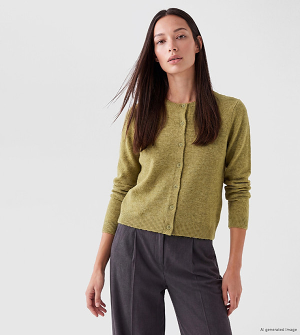 Solid Crew Neck Cardigan