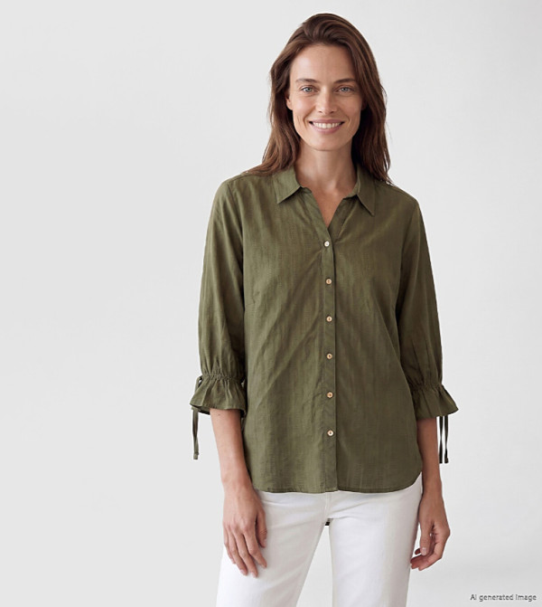 Self Design Classic Collar 3/4 Sleeves Shirt