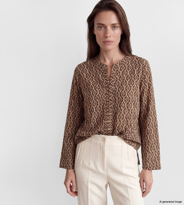 Geometric Patterned Long Sleeves Top