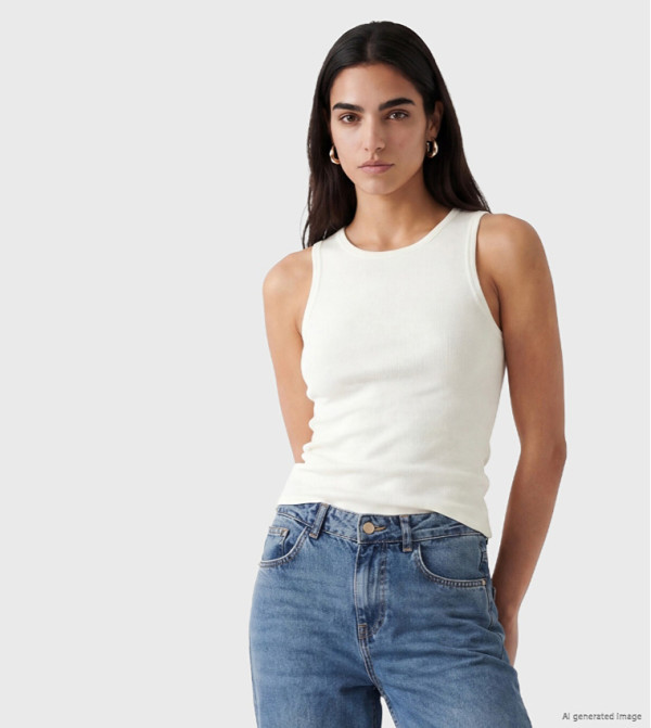 Ribbed Crew Neck Tank Top