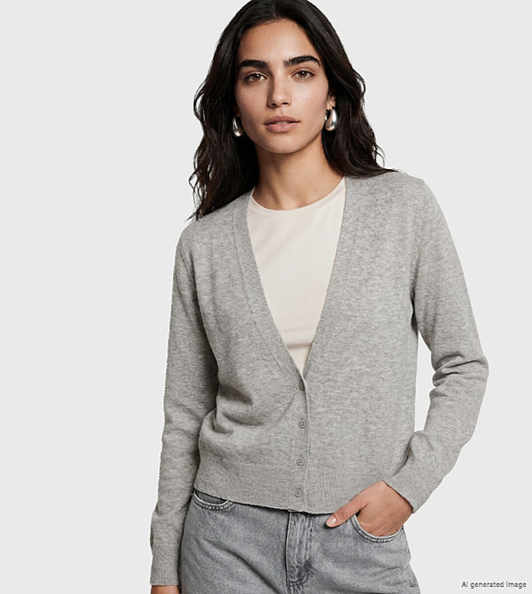 Solid V-Neck Cardigan