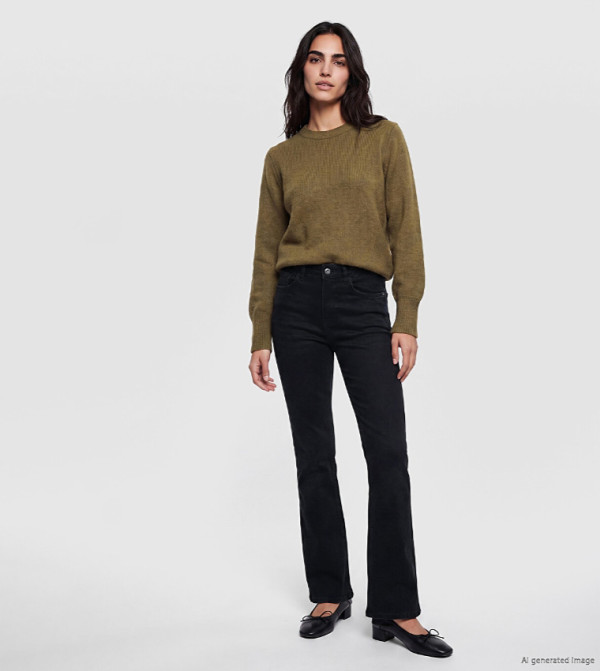 Washed High Waist Bootcut Jeans