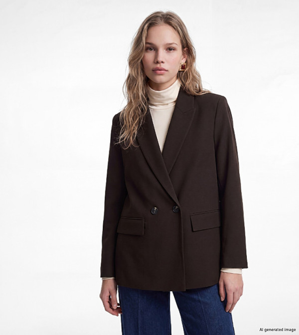 Solid Double-Breasted Blazer