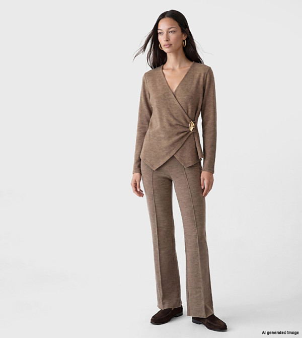 Textured Wide Leg Casual Pants
