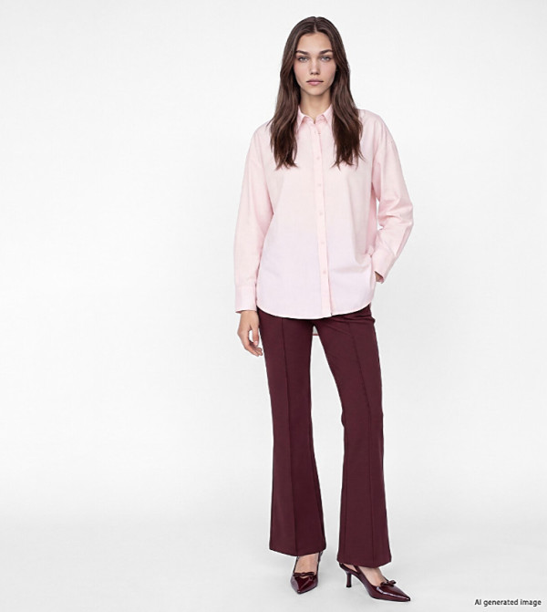 Solid Flared Fit Casual Pants