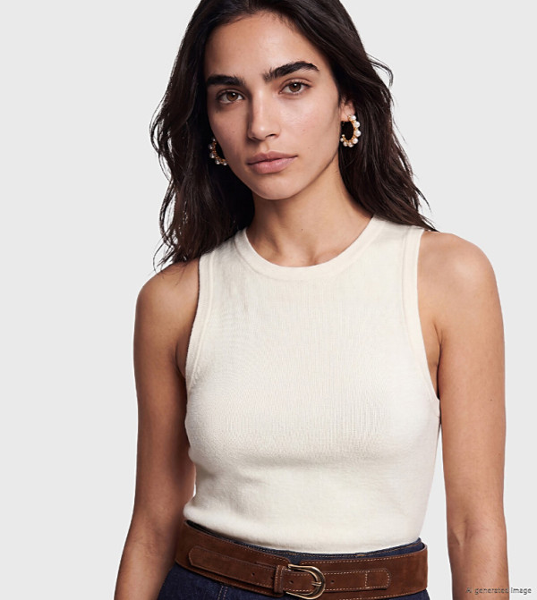 Solid Crew Neck Sleeveless Top