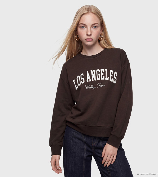 Typography Crew Neck Oversized Sweatshirt